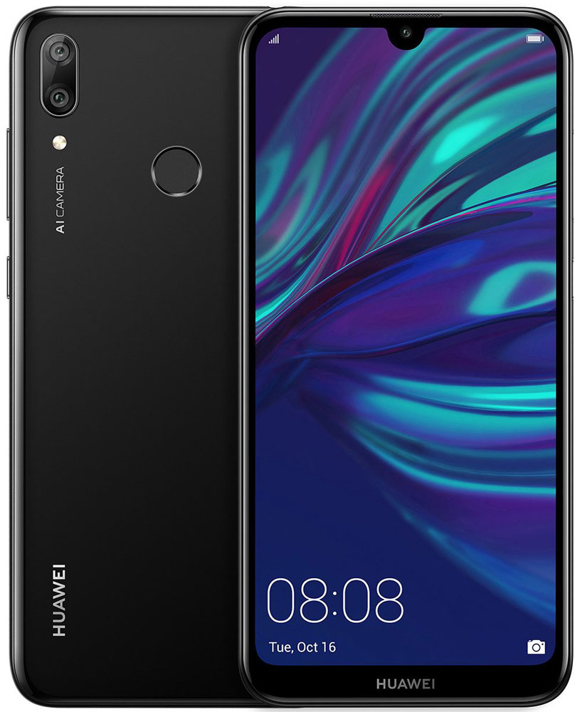 Смартфон Huawei Y7 2019 3/32Gb Black 0101-6688 DUB-L21 Y7 2019 3/32Gb Black - фото 1