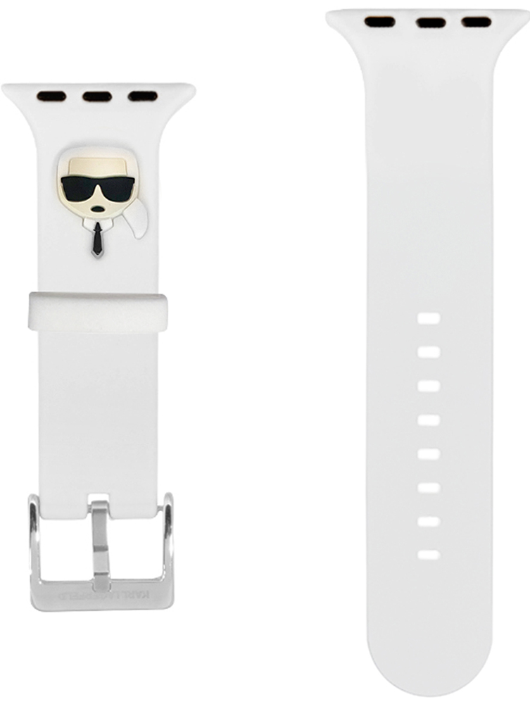 Ремешок для умных часов Karl Lagerfeld Apple Watch 41|40|38 mm Silicone Karl head Белый 0400-2261 - фото 1