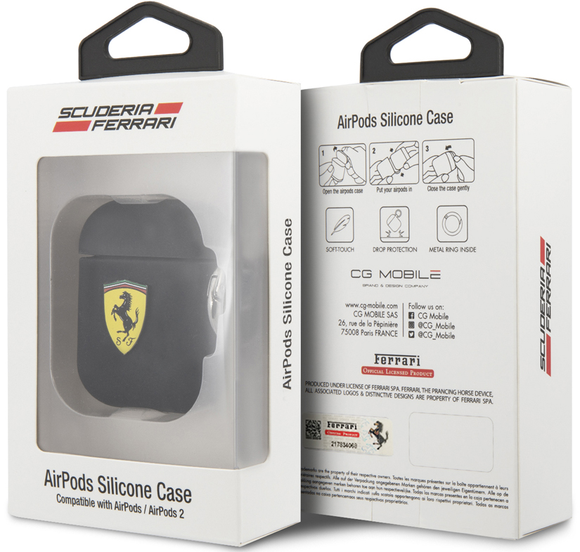 Чехол для наушников Ferrari для Airpods Silicone case with ring Черный 0408-0040 - фото 3