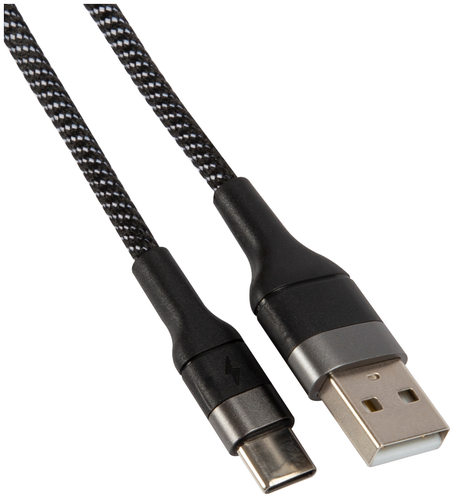 Дата-кабель UNBROKE Mane USB-Type-C 1,2 метра до 3A нейлоновая оплетка черно-серый 0307-0800 - фото 1