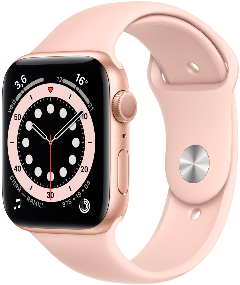 

Часы Apple, Watch Series 6 GPS 44мм корпус из алюминия розовый + ремешок розовый (M00E3RU/A)