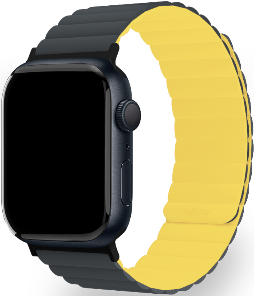 Ремешок для умных часов uBear Mode для Apple Watch 38|40|41 mm силиконовый  Серый/желтый (WB09YG01SM-AW)