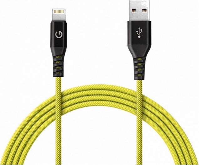 Дата-кабель Energea Alutough Kevlar Lightning-USB MFI 1,5м Yellow 0307-0358 - фото 1