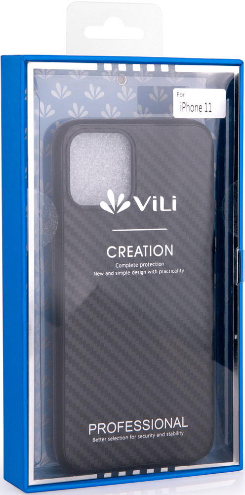 

Клип-кейс Vili, iPhone 11 пластик карбон Black
