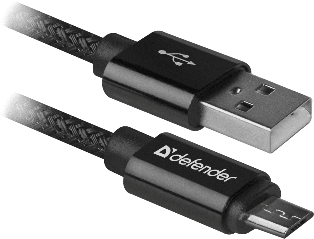 Дата-кабель Defender USB08-03T PRO USB-microUSB 1,2м Black 0307-0456 С разъемом microUSB - фото 1