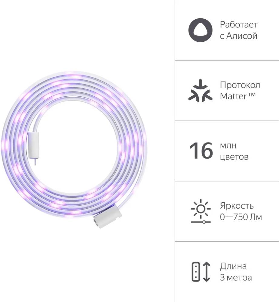 Умная светодиодная лента Яндекс YNDX-00544 Белая 3100-3002 - фото 2