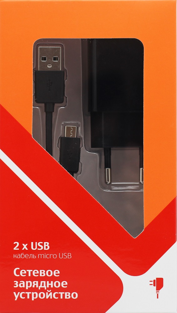 СЗУ СТМ 2 USB + дата кабель micro USB Black