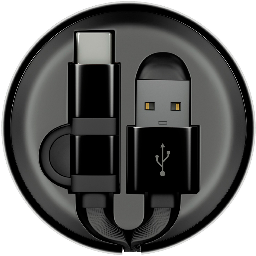 

Дата-кабель InterStep, рулетка Type-C+MicroUSB 90см Black