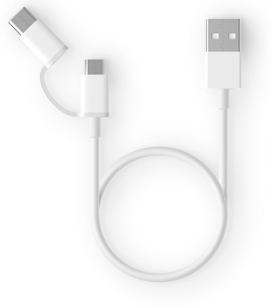 Дата-кабель Xiaomi Mi 2-in-1 microUSB B/USB Type-C/USB A 1м White 0307-0676 Mi 2-in-1 microUSB B/USB Type-C/USB A 1м White - фото 1
