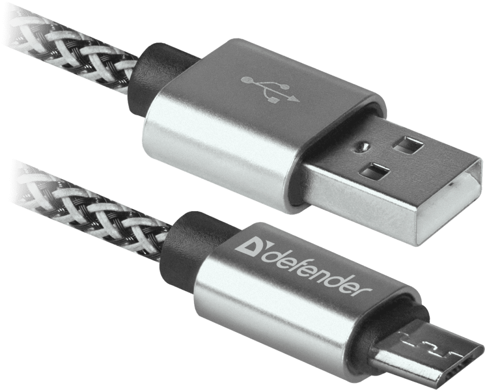 Дата-кабель Defender USB08-03T PRO USB-microUSB 1,2м Grey 0307-0454 С разъемом microUSB - фото 1