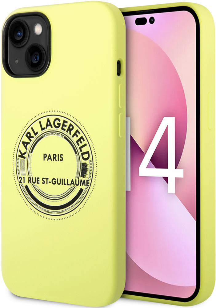 Чехол-накладка Karl Lagerfeld iPhone 14 Liquid Silicone Case RSG Round Logo Bicolor Зеленый KLHCP14SSRSGRCN 0319-0644 - фото 3