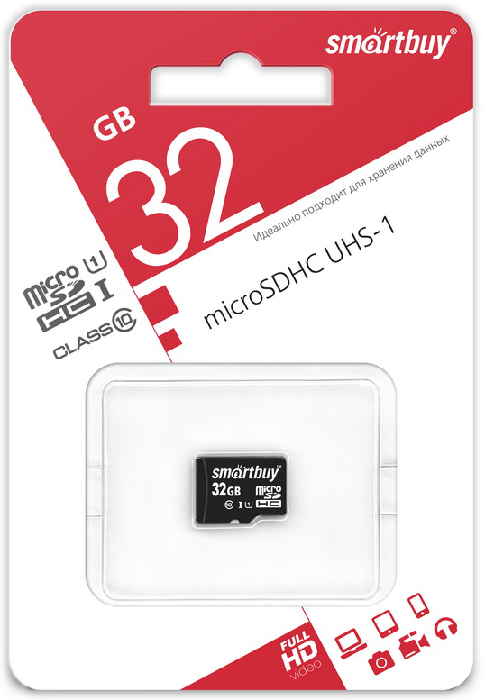 

Карта памяти MicroSDHC Smartbuy, 32Gb Class10