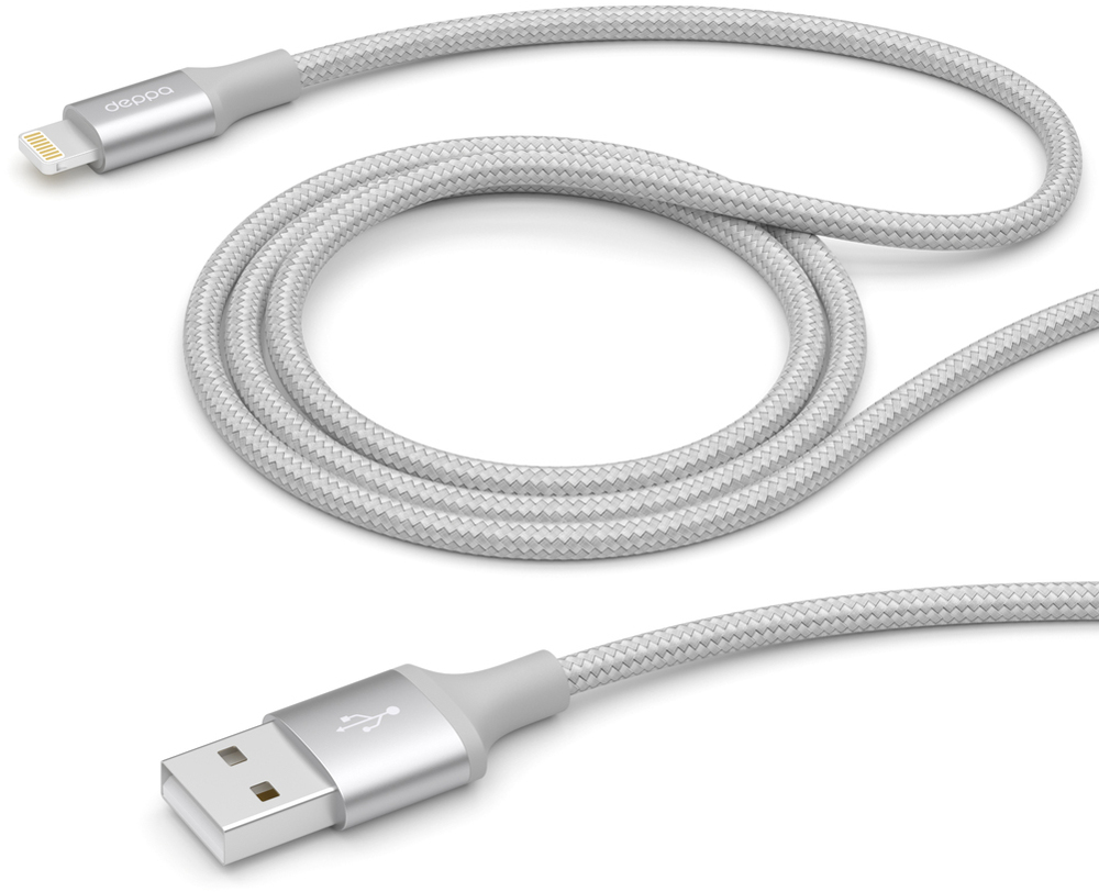 Дата-кабель Deppa 72187 USB-Lightning MFI алюминиевый серебро 0307-0759 - фото 2