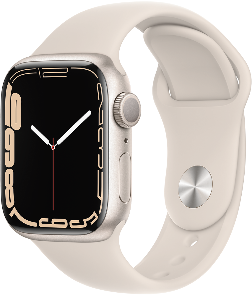 Часы Apple Watch Series 7 GPS 41мм корпус из алюминия Сияющая звезда + ремешок Серый (MKMY3RU/A) 0200-2758 MKMY3RU/A Watch Series 7 GPS 41мм корпус из алюминия Сияющая звезда + ремешок Серый (MKMY3RU/A) - фото 1