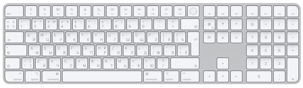 

Клавиатура беспроводная Apple, Magic Keyboard with Touch ID белая (MK2C3RS/A)