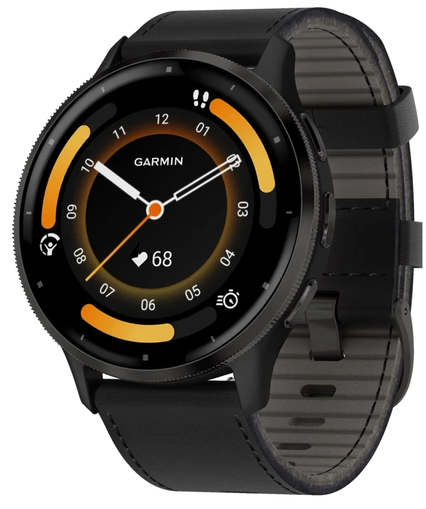 

Часы Garmin, Venu 3 Черные с кожаным ремешком