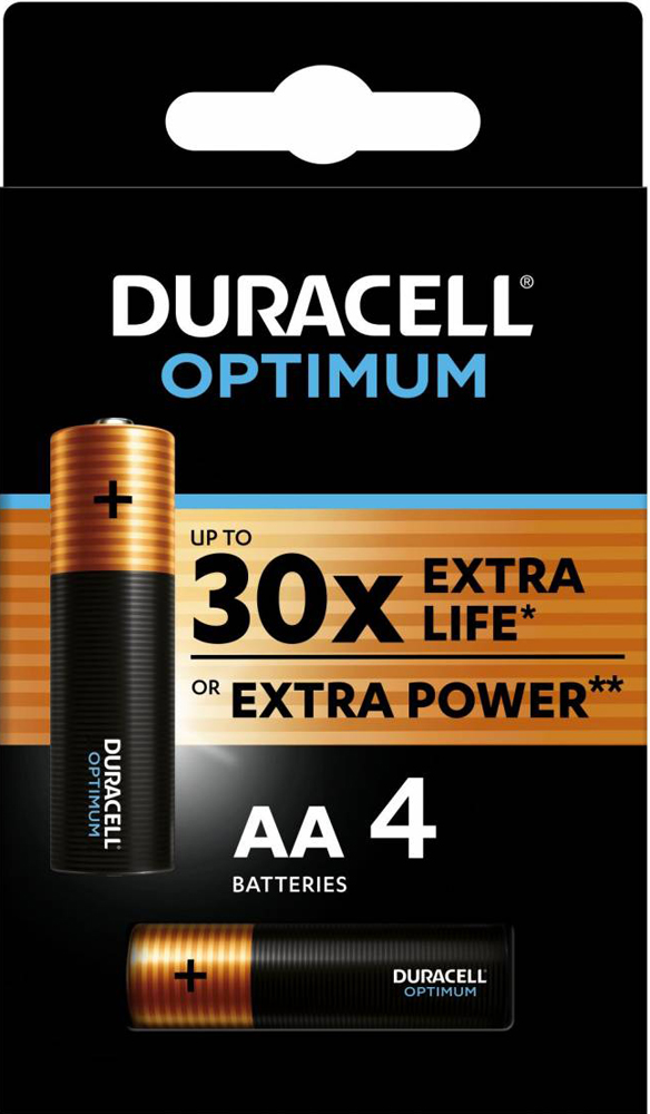 Батарея Duracell Optimum AA LR6-4BL 1,5v алкалиновая 4шт