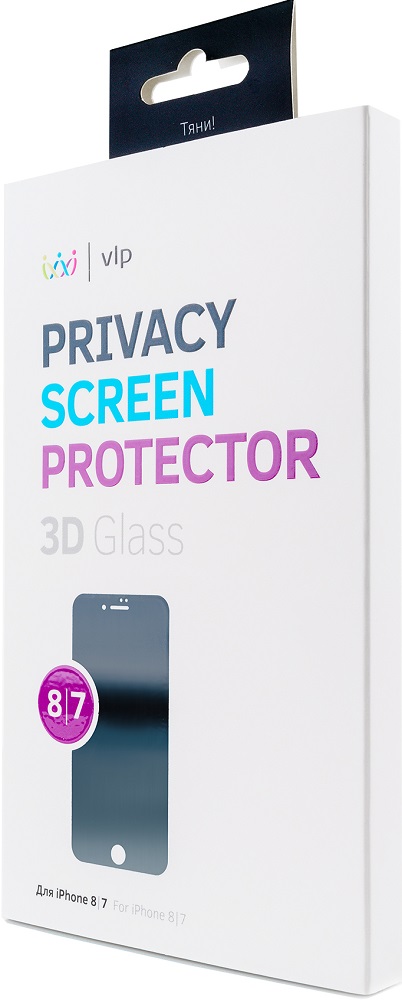 

Стекло защитное VLP, для iPhone 8/7 3D AntiSpy черная рамка