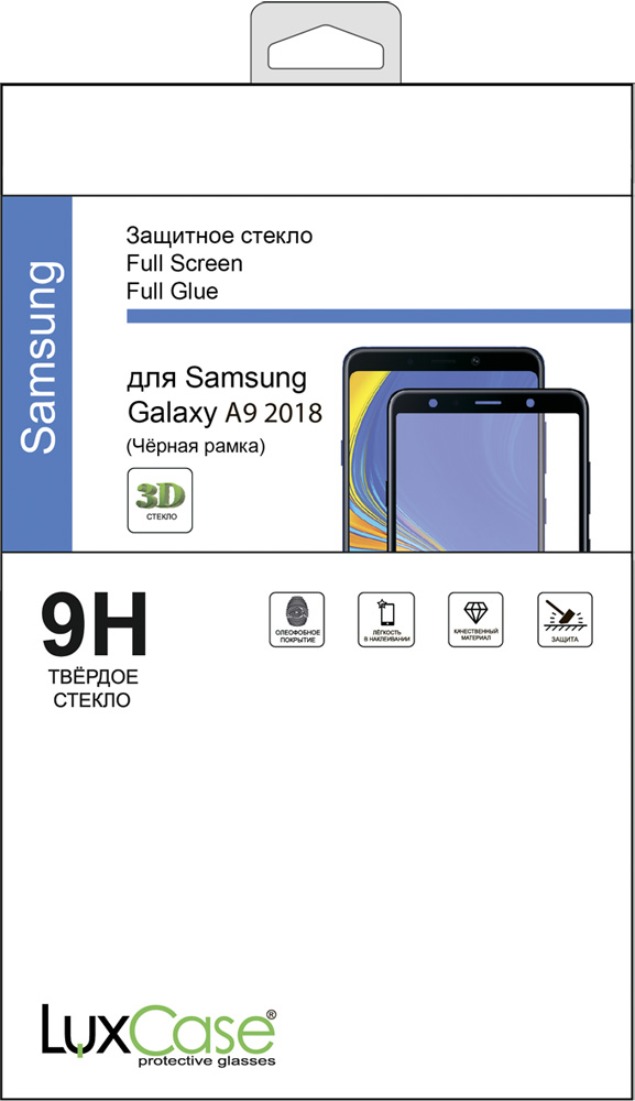 

Стекло защитное LuxCase, Samsung Galaxy A9 2018 3D Full Glue черная рамка