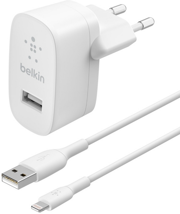 СЗУ Belkin WCA002vf1MWH USB-A 12W+дата-кабель Lightning 1м White