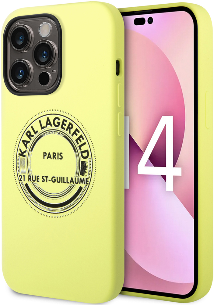 Чехол-накладка Karl Lagerfeld iPhone 14 Pro Liquid Silicone Case RSG Round Logo Bicolor Зеленый KLHCP14LSRSGRCN 0319-0646 - фото 3