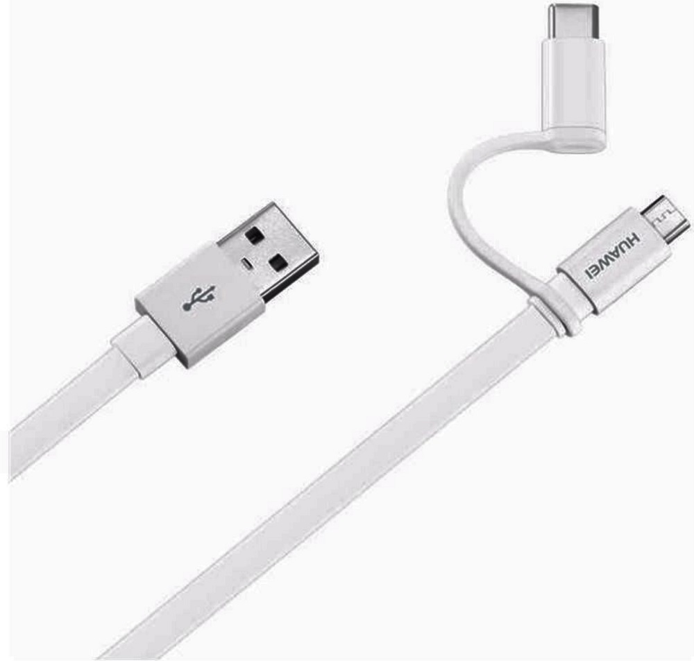 Дата-кабель Huawei AP555 USB-microUSB + переходник Type-C White