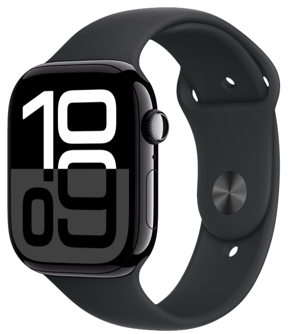 

Часы Apple, Watch Series 10 GPS 46мм корпус из алюминия Jet black+ремешок Sport Band black (S/M)