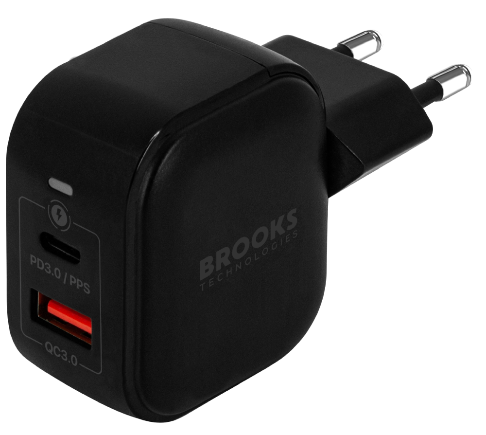 

СЗУ BROOKS Technologies, 20W GaN Dual Wall Quick Charger USB-A+USB-C Черное