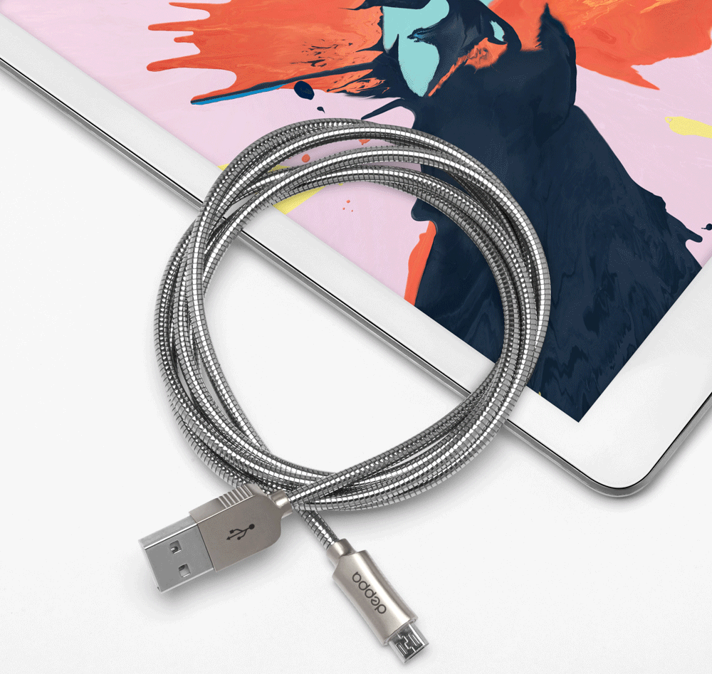 Дата-кабель Deppa Steel USB-microUSB 1,2м оплетка металл Silver 0307-0679 72273 - фото 4