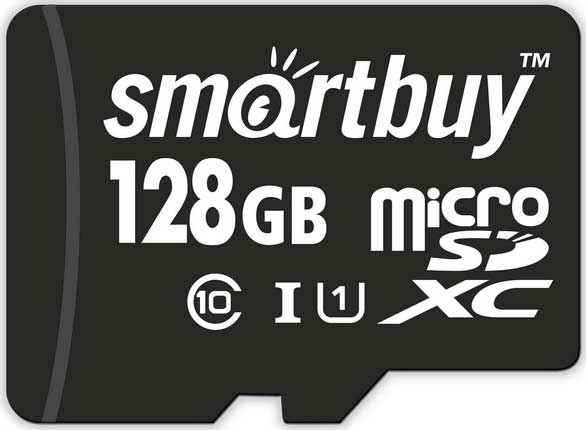 Карта памяти MicroSDXC Smartbuy 128GB Class 10 UHS-I без адаптера Black 0305-1351 - фото 1