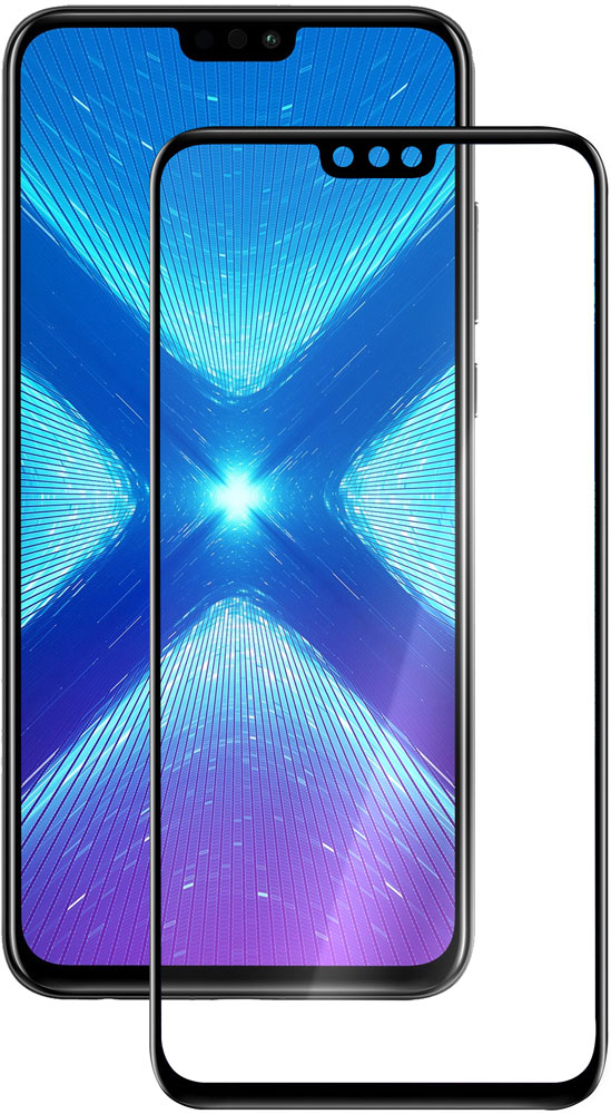 

Стекло защитное MediaGadget, Honor 8X Full Screen Full Glue черная рамка