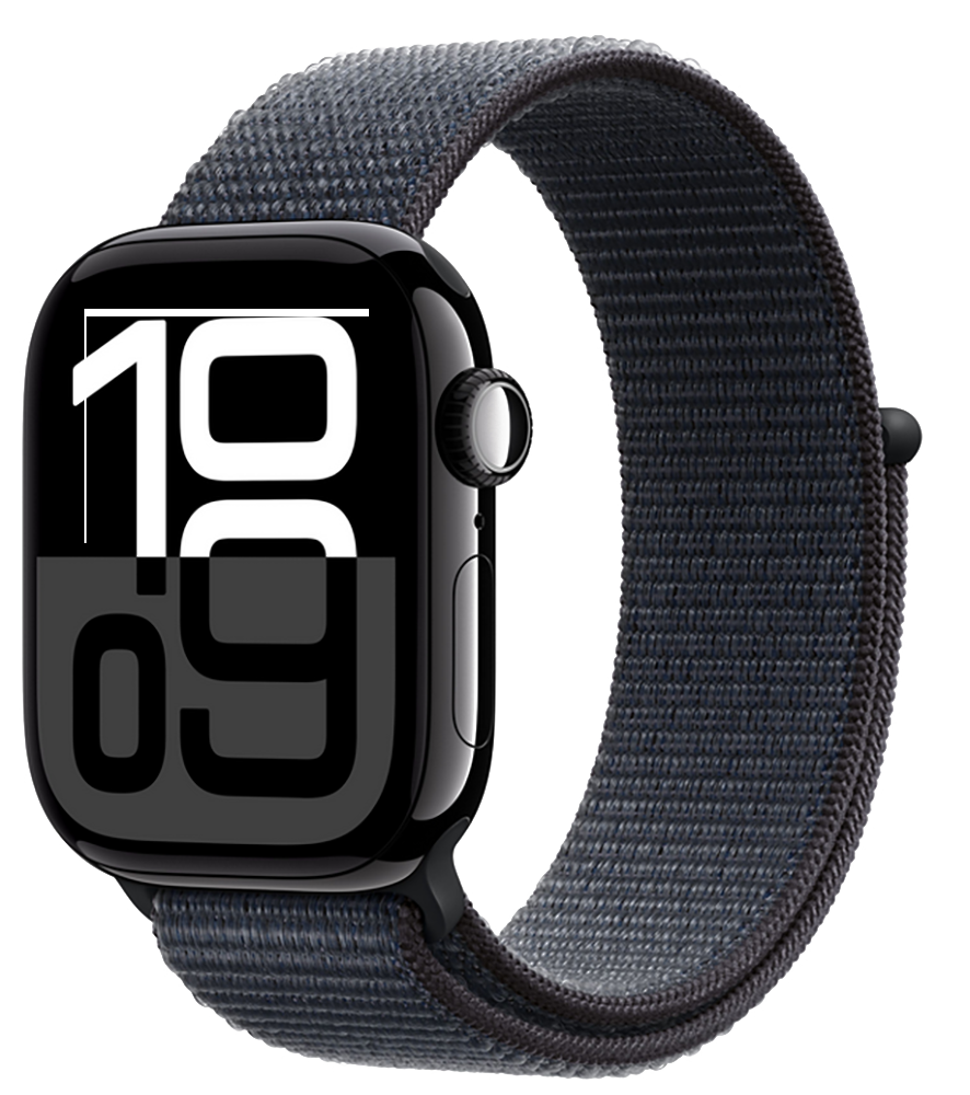 

Часы Apple, Watch Series 10 GPS 42мм корпус из алюминия Jet Black+ремешок Sport Loop ink