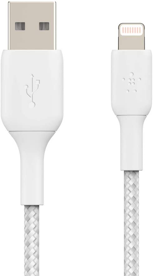 Дата-кабель Belkin CAA002bt1MWH USB A-Lightning 1м плетеный White 0307-0671 - фото 1