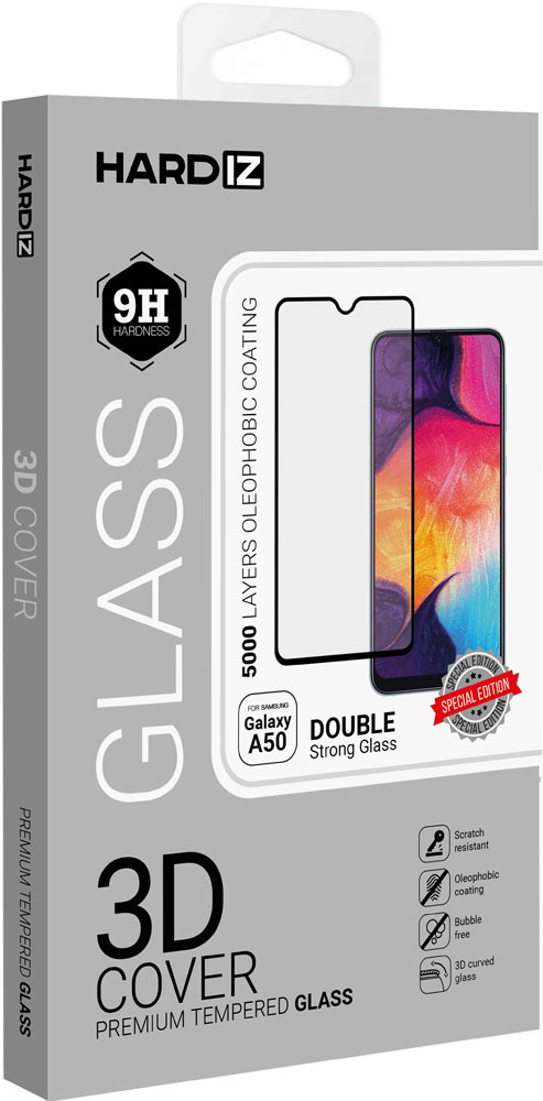 Стекло защитное Hardiz Samsung Galaxy A50 3D Full Glue черная рамка 0317-2374 - фото 1