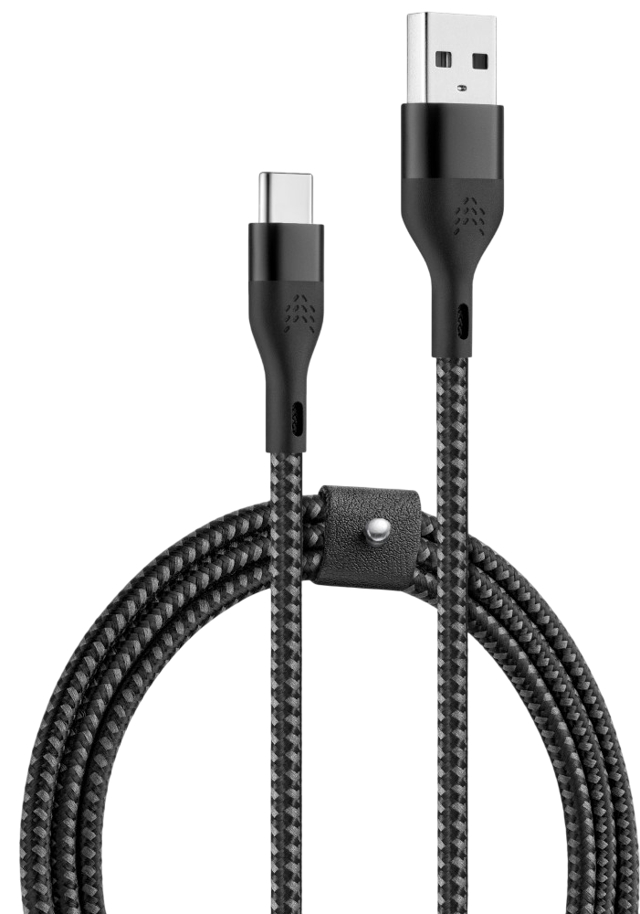 

Дата-кабель Rocket, Urban USB-A USB-C 1м нейлоновая оплетка Черно-серый