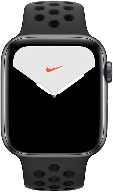 

Часы Apple Watch Nike Series 5 44мм серый космос+спортивный ремешок Nike чёрный, Watch Nike Series 5 44мм серый космос+спортивный ремешок Nike чёрный