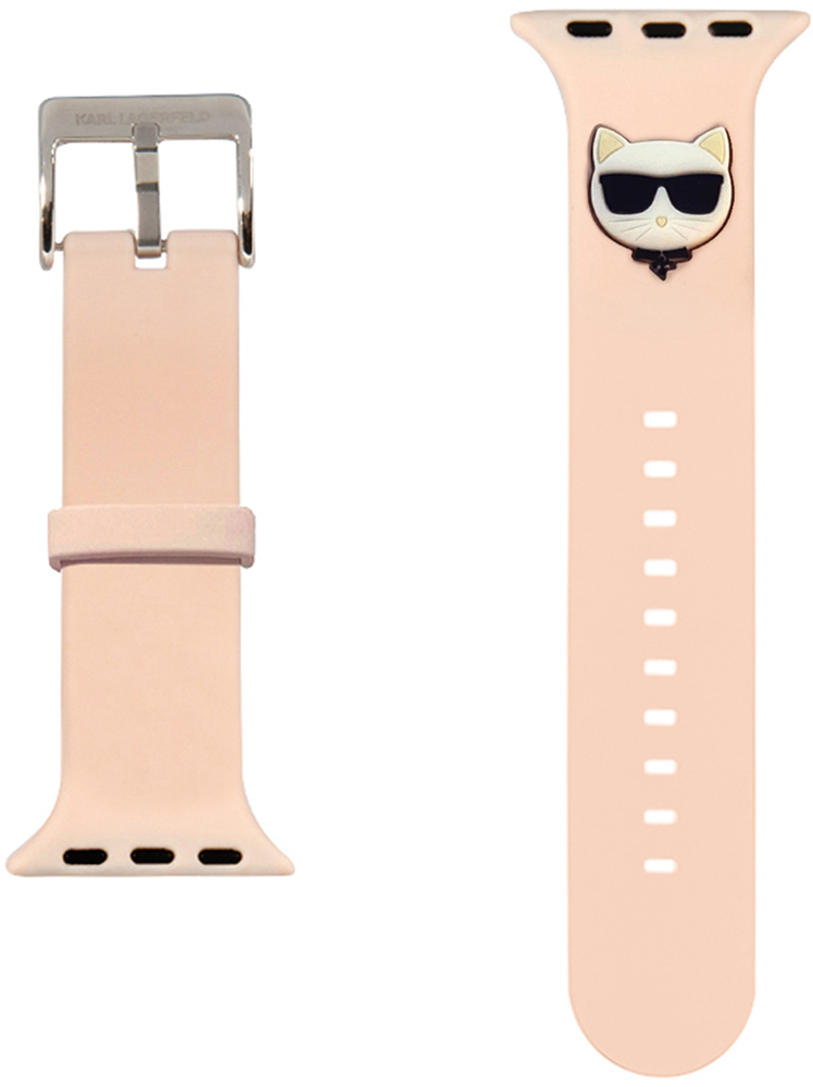 

Ремешок для умных часов Karl Lagerfeld, Apple Watch 45|44|42 mm Silicone Choupette head P Розовый