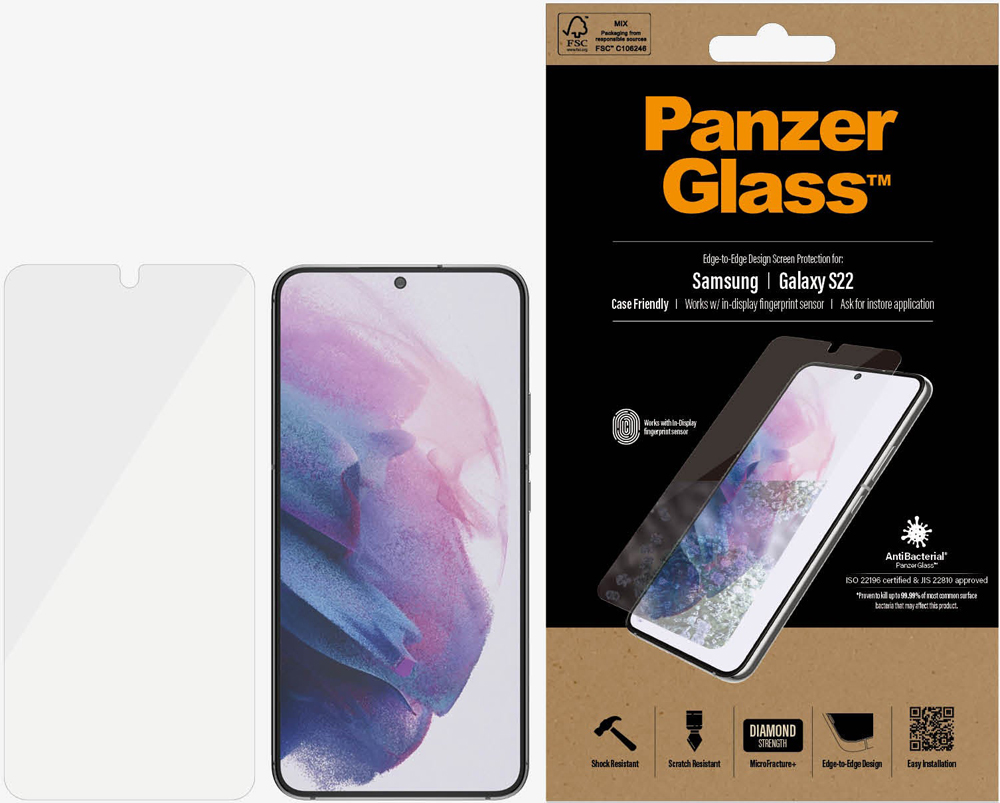 Стекло защитное PanzerGlass Samsung Galaxy S22 Case Friendly AB черная рамка 0317-3108 - фото 6