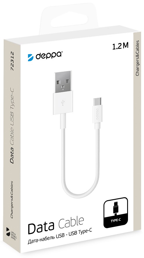 Дата-кабель Deppa USB А-Type С 1,2м 2.4А White 0307-0701 - фото 2
