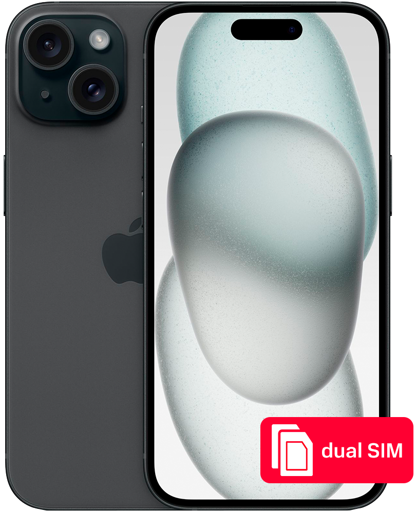 Смартфон Apple iPhone 15 256Gb SIM + SIM Черный контейнер sim iphone 3g 3gs черный