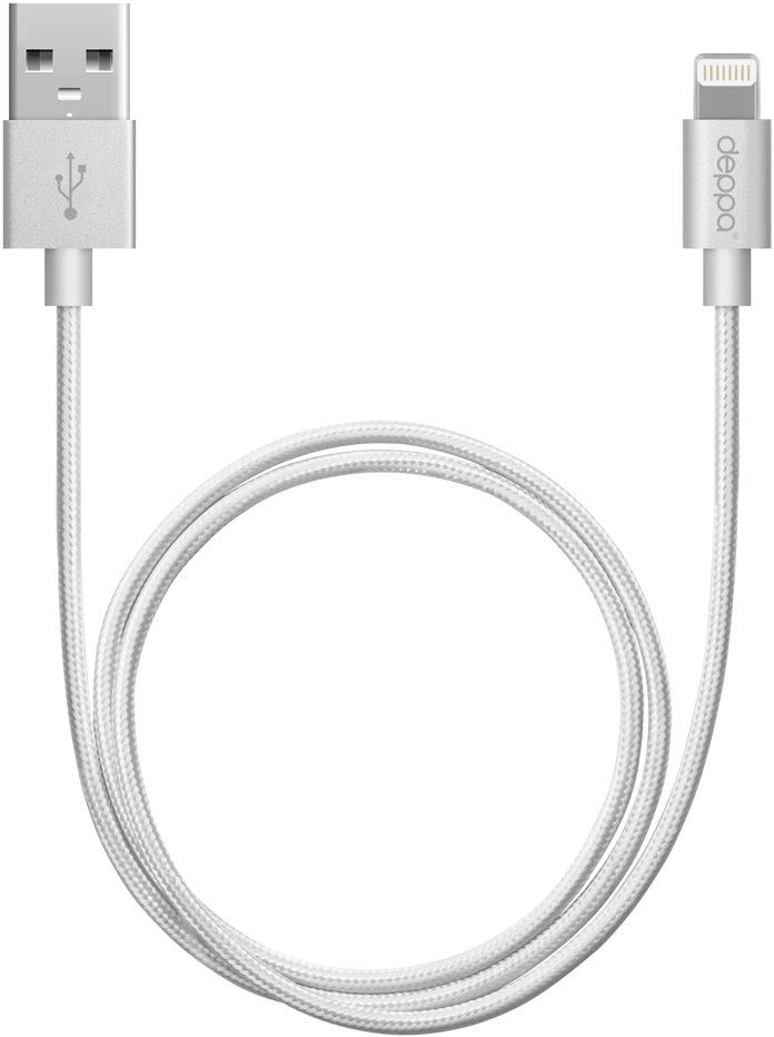 Дата-кабель Deppa 72187 USB-Lightning MFI алюминиевый серебро 0307-0759 - фото 1