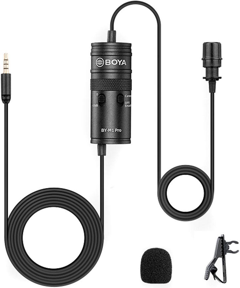 Микрофон Boya BY-M1Pro универсальный петличный с функцией мониторинга и регулировкой усиления Black 1800-1232 - фото 2