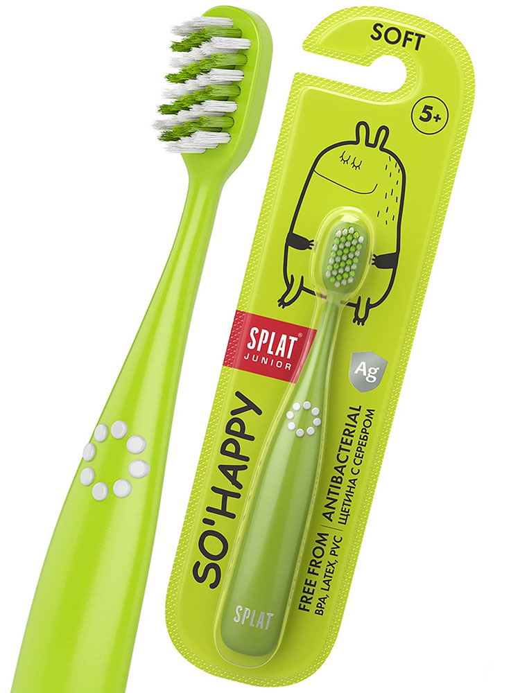 Зубная щетка Splat Junior с ионами серебра, инновационная мягкая Зеленая 7000-3018 - фото 2