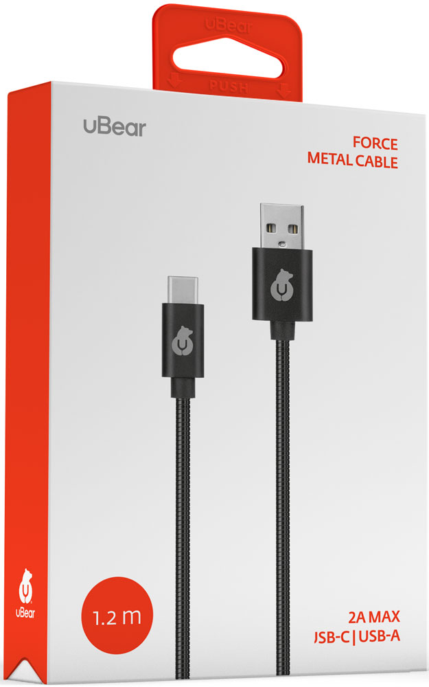 Дата-кабель uBear Force USB-Type-C 1м металлическая оплетка Black 0307-0439 - фото 2