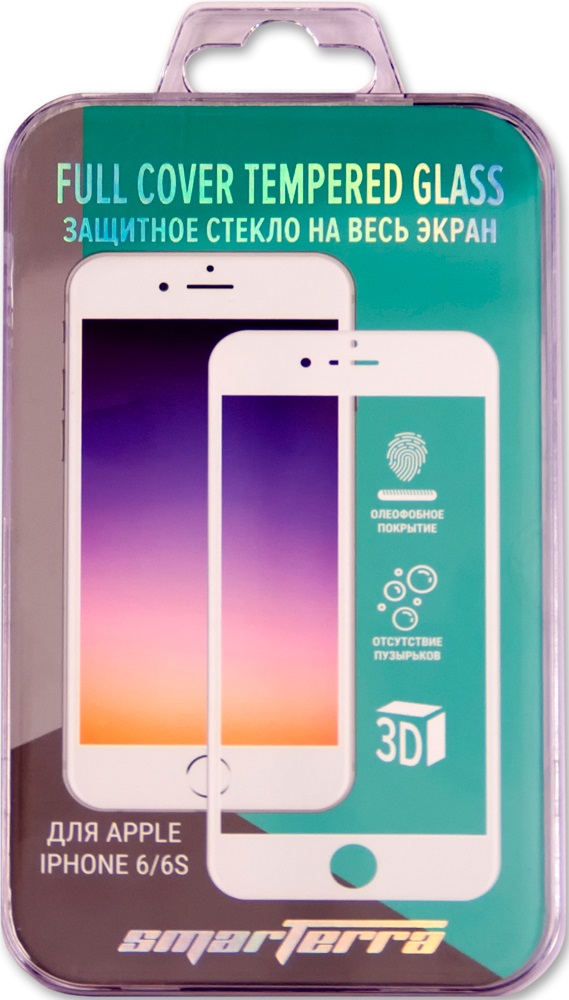 

Стекло защитное MediaGadget, iPhone 6/6S 3D белая рамка