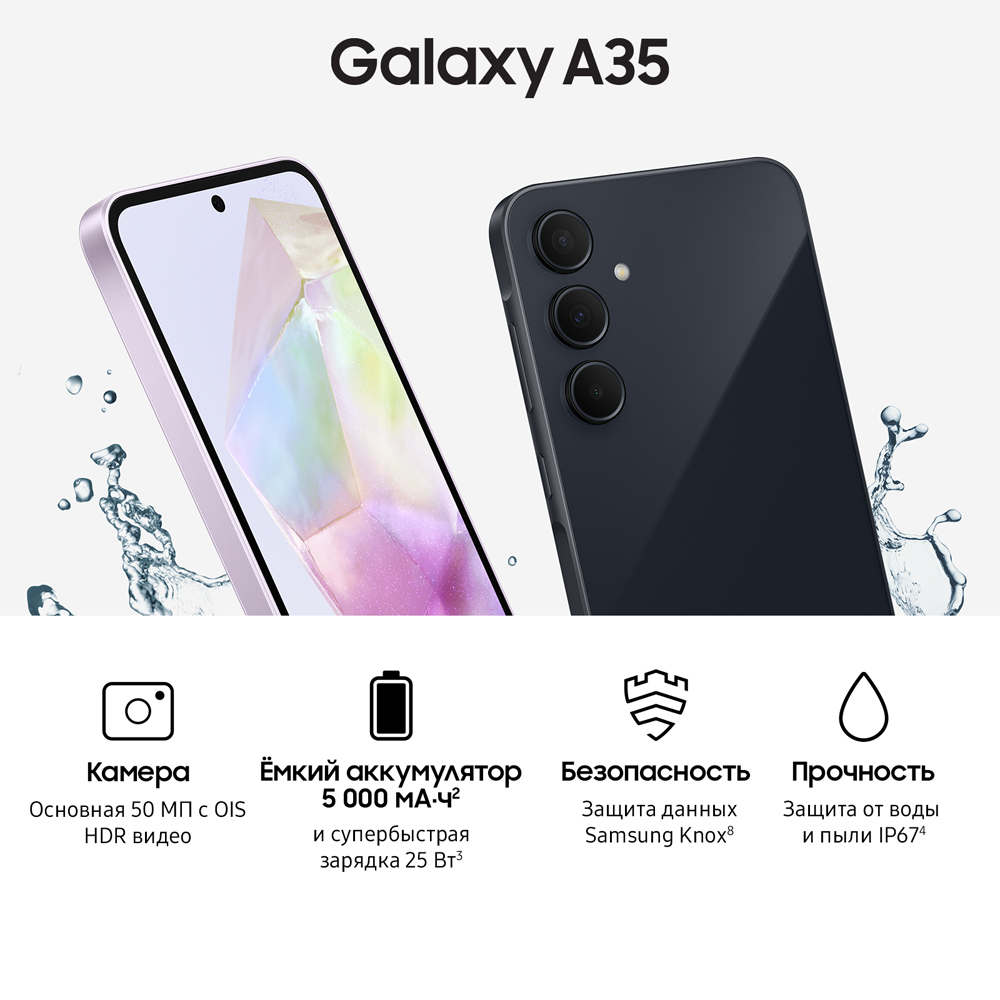 Смартфон Samsung Galaxy A35 8/128 Гб 5G Черный 3100-1920 SM-A356EZKDCAU Galaxy A35 8/128 Гб 5G Черный - фото 3