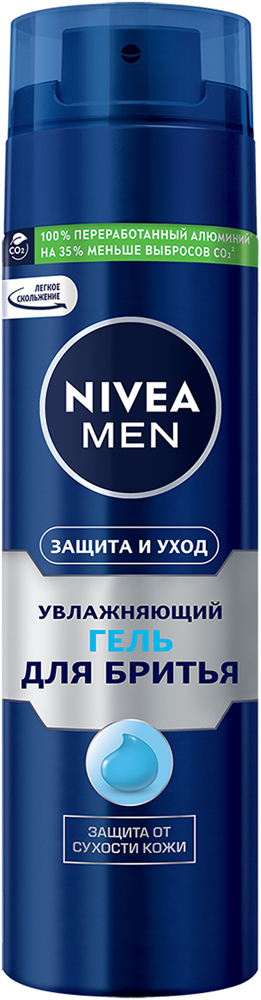 Гель для бритья NIVEA Men Защита и уход увлажняющий против сухости кожи легкое скольжение 200мл