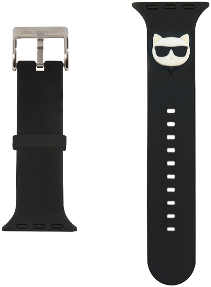 

Ремешок для умных часов Karl Lagerfeld, Apple Watch 45|44|42 mm Silicone Choupette head B Черный