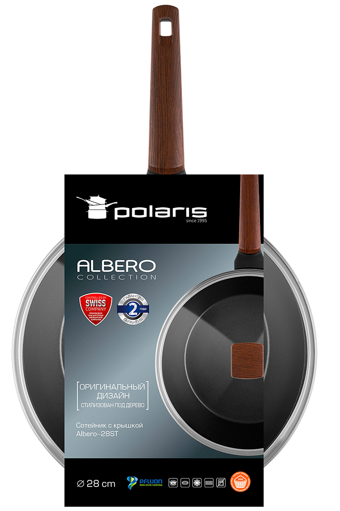 Сотейник с крышкой Polaris Albero-28ST черный 7000-2850 - фото 10