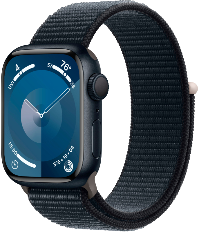 Часы Apple Watch Series 9 GPS 45мм корпус из алюминия Темная ночь + ремешок Sport Loop Темная ночь
